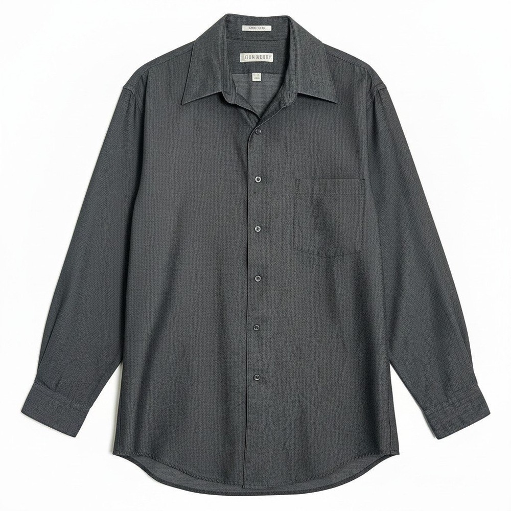 John Henry Mens Charcoal Gray Broadcloth Fitted Button Down Dress Shirt 16 32/33